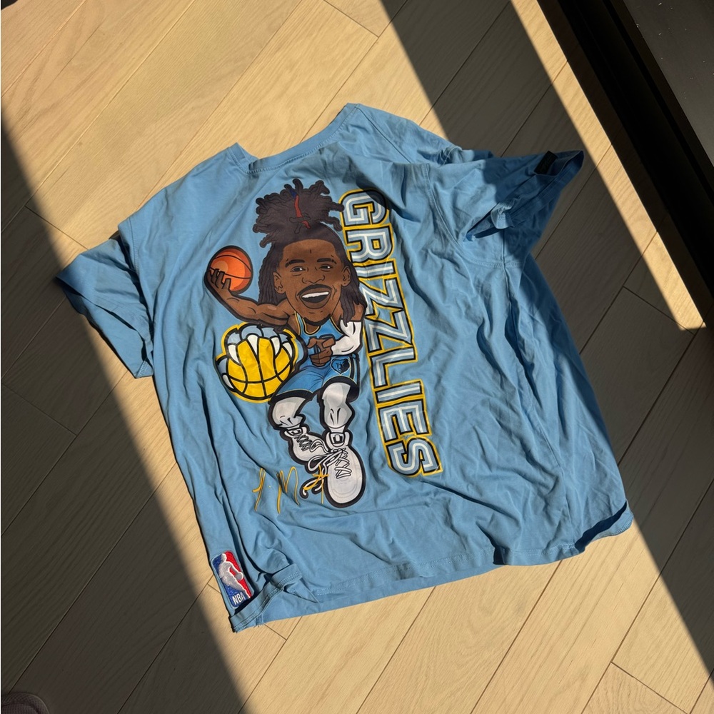 NBA Grizzlies Blue Cartoon Graphic Tee